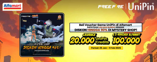 Bonus Melimpah! Beli Voucher Game UniPin di Alfamart dapatkan diskon 90% di Mystery Shop FF dan bonus lainnya!